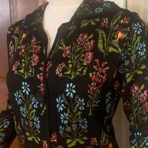 RARE GRACE DANE LEWIS BOTANICAL CROSS STITCH NEEDLEWORK EMBROIDERY ILLUSION COAT